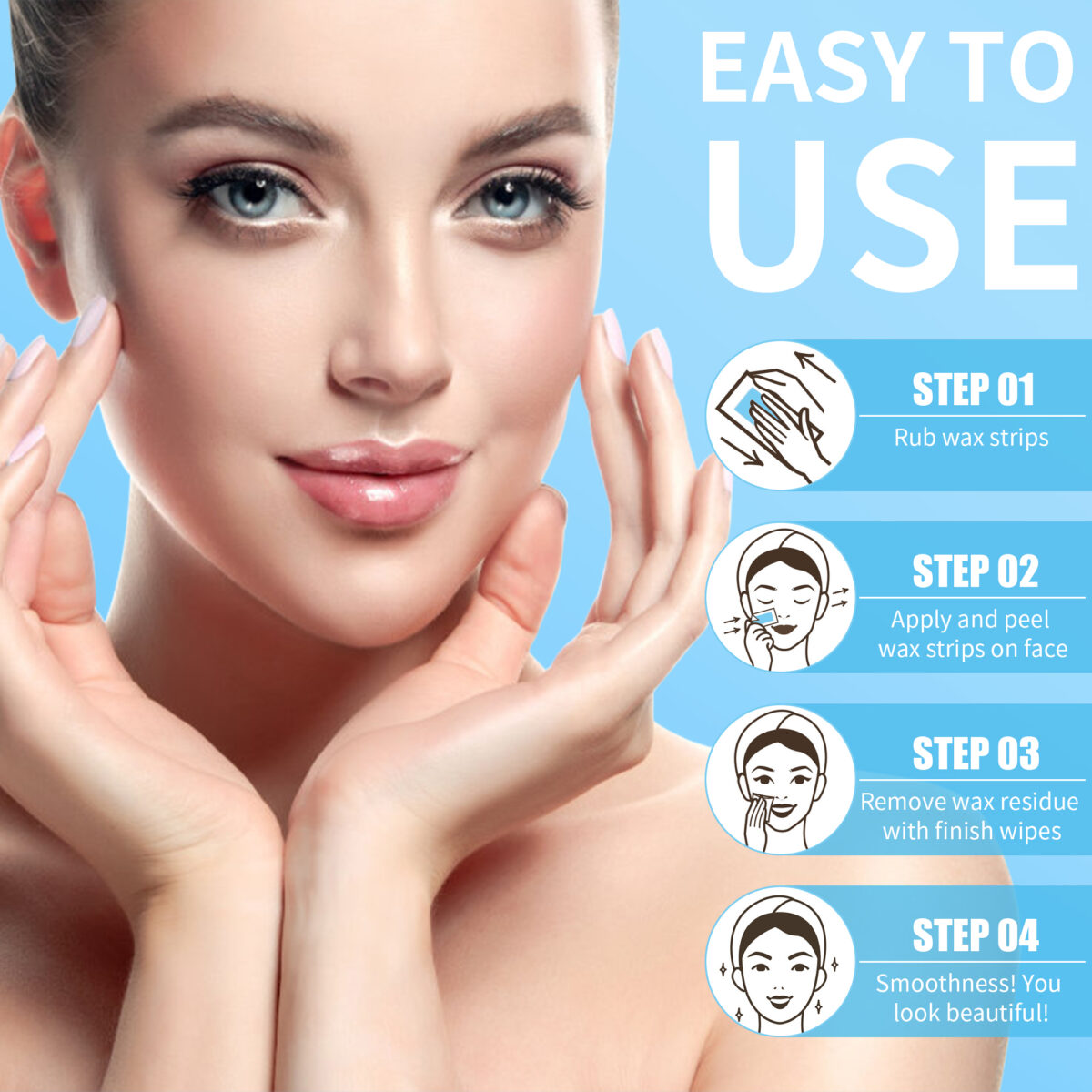 Ajoura Face Wax Strips Hair Removal Waxing Strips for Face, Eyebrow