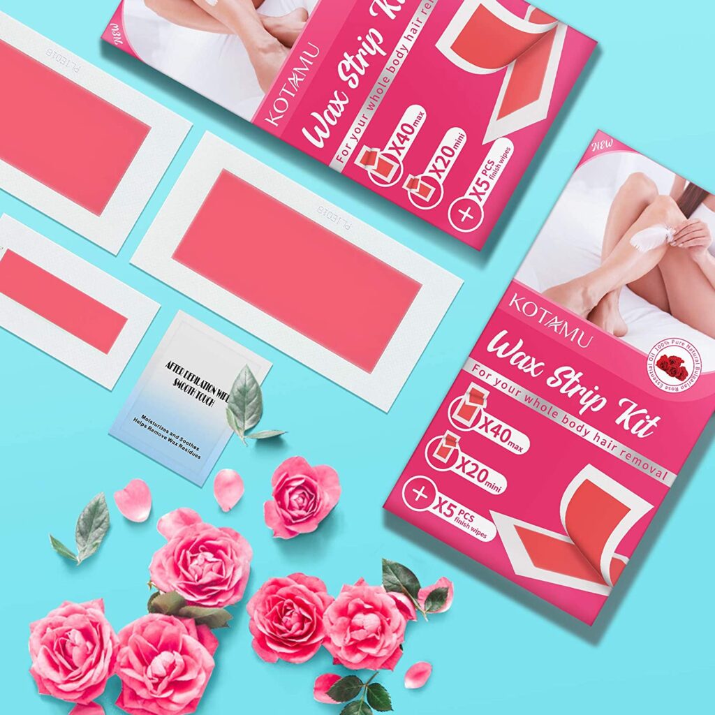 Body Wax Strips, KOTAMU Hair Removal Waxing Strips for Face Legs Underarms Brazilian Bikini