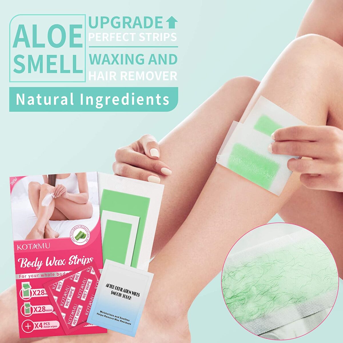 Body Wax Strips, KOTAMU Hair Removal Strips for Face Legs Underarms