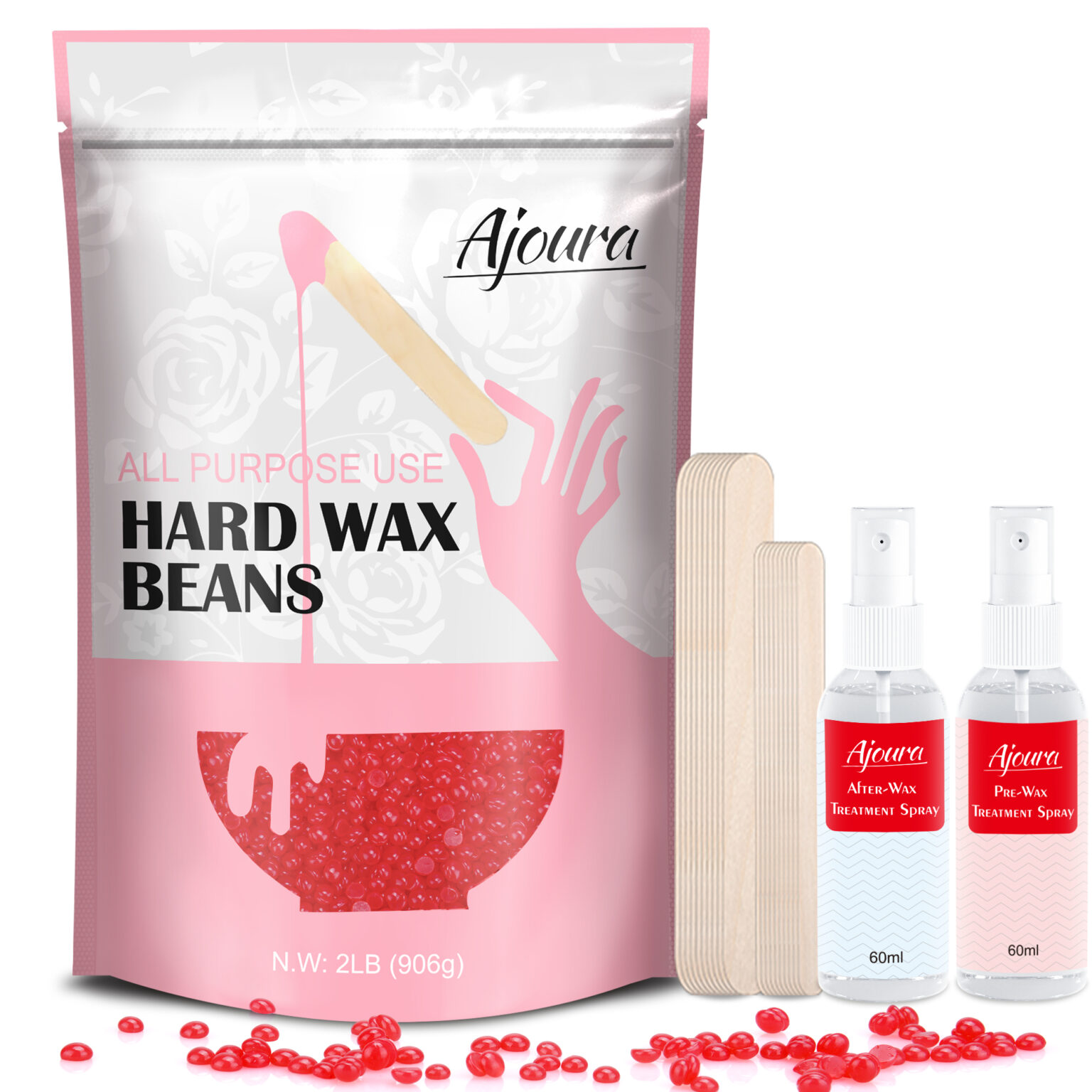Hard Wax Beans, Ajoura 2LB Wax Beads Hair Removal Kit AllPurpose